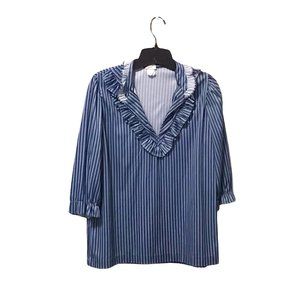 Alika Striped Vintage V-neck Blouse